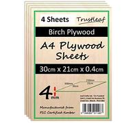 Contreplaqué de bouleau 4 mm A4-300 x 210 x 4 mm - Lot de 4 - Colle E1 à faible émission de laser