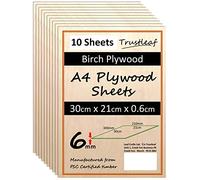 Contreplaqué de bouleau 6 mm A4-300 x 210 x 6 mm - Lot de 10 couches de colle E1 à faible fumée.