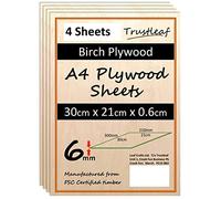 Contreplaqué de bouleau 6 mm A4-300 x 210 x 6 mm - Lot de 4 couches de colle E1 à faible émanation laser