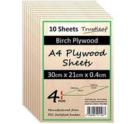 Contreplaqué de bouleau A4 4 mm - 300 x 210 x 4 mm - (lot de 10) - contreplaqué de colle E1 à faible émission