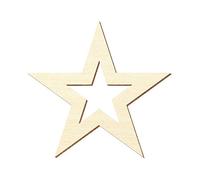 Contreplaqué zuschnitte - Étoile avec intérieur la découpe, bois, découpe individuelle - Peuplier 3 mm, 10cm äußere Kantenlänge, 4cm innere Kantenlänge