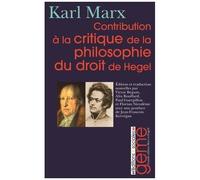 Contribution À La Critique De La Philosophie Du Droit De Hegel