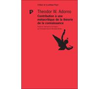 Contribution à une métacritique de la théorie de la connaissance - Theodor W. Adorno - Payot - broché - Livre