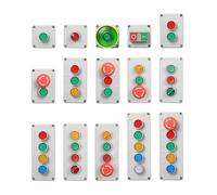 Control box with light button switch 24V / 220V with emergency stop button self reset industrial switch waterproof box IDGTTLDF(5 MushroomRGYB,24V)