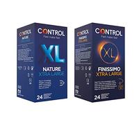 Control Control Condom Kit composé de 1 lot de préservatifs naturels XL 24 pièces et 1 boîte de préservatifs très fin XL 24 pièces - 891 ml
