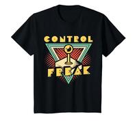 Control Freak - 80s Video Game Arcade Gamer T-Shirt, Enfant, Noir, 8 Ans