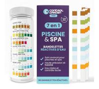CONTROL GARDEN 160 Bandelettes Réactives de Test pH 7 en 1 | Test pour Piscine et Spa | Mesureur de pH, Chlore Libre et Total, Brome, Alcalinité, Dureté, Acide Cyanurique pour l'Eau du Bain | Analyse