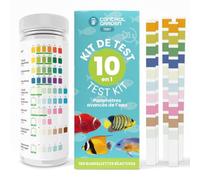+ CONTROL GARDEN 160 Bandelettes Test Aquarium 10 en 1 | Analyse Eau Douce, Eau de Mer & Bassin | Test pH, Chlore, Nitrites, Nitrates, Ammonium, GH, KH et Plus