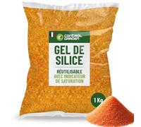 Control Garden Gel de silice orange 1 kg Absorbeur d'humidité réutilisable, non toxique Indicateur de saturation Déshumidificateur naturel