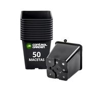 CONTROL GARDEN Lot de 50 pots carrés noirs pour plantes 8 x 8 x 7 cm - 50 pots en plastique pour fleurs et semis 8 x 7 x 7 cm - Idéal pour l'extérieur et l'intérieur fleurs, boutures et graines