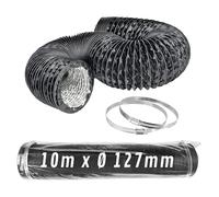 Control Garden Tuyau flexible en aluminium noir Ø 127 mm Longueur 10 m Avec 2 colliers de serrage en acier