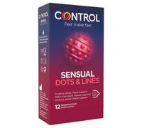 Control Condom Préservatif masculin Sensual Dots & Lines Points et Stries 12 unités