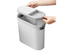 Contrôle de poussière compact - Récipient de déchets 10L pour coins en milieu de travail, organisation de chambre avec système de couverture, porte-déchets pour le bureau de dortoir, gris PP, sac de r