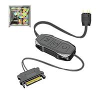 Contrôleur ARGB 5 V 3 broches, ARGB 3 broches vers SATA 15 broches mode lumière intégrée, câble répartiteur connecteur LED mâle pour cartes mères sans ARGB 5 V - pour ventilateur ARGB PC, bande
