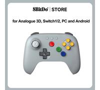 Contrôleur Bluetooth 8BitDo 64 avec manettes à effet Hall pour 3D analogique, Nintendo Switch, Switch 2, Windows et Android, PC White