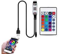Contrôleur Bluetooth alimenté par USB 5 V 4 broches RGB LED Contrôleur avec télécommande infrarouge 24 touches pour bande LED RVB 2835 5050