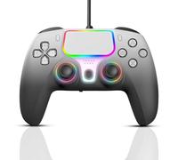Contrôleur câblé NBCP pour PS5 Pro, Slim, PS4, PC/Steam - Gamepad câblé avec fonctions Turbo/Macro, double vibration et prise audio 3,5 mm