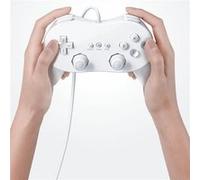 Manette Qumox Contrôleur classique filaire manette Compatible pour Nintendo Wii Remote Console blanche -QUMOX