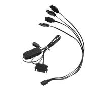 Contrôleur D’éclairage LED RGB pour Boîtier Pc, Synchronisation | 1 Ensemble avec Adaptateur, Extension Pratique à Quatre Ports, Installation sans Outil, Pvc Noir