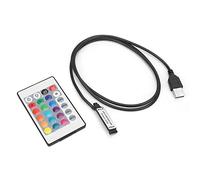 Contrôleur de bande LED RGB, variateur infrarouge USB à 24 touches avec câble de 1 m, 5 V/24 V, 6 A, contrôle d'éclairage multicolore pour la décoration de chambre, noir, 1 unité