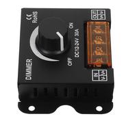 Contrôleur de Bande Lumineuse LED à Bouton, Dc 12-24v, 30a, Noir | Variation Manuelle Fluide, Canal Unique Monochrome, Fer et Cuivre, pour Rubans LED et Barres 12v