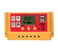 Contrôleur de batterie solaire, contrôleurs de charge pour panneaux solaires, Régulateur de panneau solaire 12V / 24V avec LCD, Port USB double, paramètre AUTO PWM, modes de contrôle de charge multipl