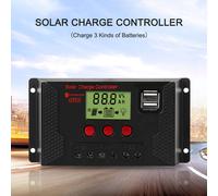 Contrôleur de charge solaire 100 A, contrôleur de panneau solaire 12 V/24 V, écran LCD réglable, régulateur de batterie de panneau solaire avec double port USB, charge 3 types de batteries