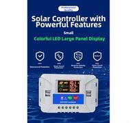 Contrôleur de charge solaire 12 V 24 V avec support de batterie acide et régulation automatique de la tension pour systèmes d'énergie solaire (40 A)