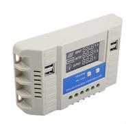 Contrôleur de charge solaire 20 A 12 V/24 V automatique pour détection d'acide pour batterie au lithium LiFePO4 Régulateur de panneau avec 4 ports USB Protection contre les courts-circuits et les