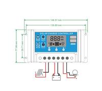 Contrôleur de charge solaire 20 A, panneau solaire amélioré, port USB, régulateur intelligent de batterie, contrôleur de réverbère à écran LCD réglable multifonction