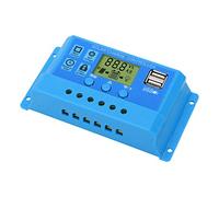Contrôleur de Charge Solaire, Contrôleur Solaire Bleu PWM MPPT 12V 24V pour la Maison (30A)