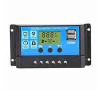 Contrôleur de charge solaire PWM 20 A avec écran LCD, double panneau solaire USB 12 V/24 V, régulateur intelligent avec protection contre les surcharges, les courts-circuits et l'inversion de polarité