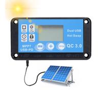 Contrôleur De Chargeur solaire- Onduleur Étanche Avec Écran LCD, Régulateur solairePortable DC 12 V 24 V | Contrôleur De Paramètres Réglables Sans Effort, Double Port USB, Pour Maison, Camping-