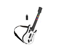 Contrôleur de Guitare de Jeu Sans Fil 2,4 G pour PC pour PS3 Compatible avec Clone Hero Rock Band Games Console de Joystick à Distance Blanc