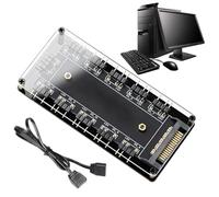 Contrôleur de hub de ventilateur ARGB - Gestion du ventilateur et de la lumière du PC à 10 canaux, contrôleur de bande LED | Accessoire de bureau de jeu pour ordinateur personnalisé,