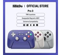 8BitDo Pro 3 Bluetooth Controller for Switch/Switch 2 - TMR Joysticks, Swappable ABXY Buttons, Pro Back Buttons, Charging Dock, Hall Effect Triggers, for Windows, Apple, SteamOS, Android - Gray