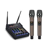 Contrôleur de mixage DJ Mélange audio avec Uhf Microphone sans fil à 4 canaux Console Bluetooth USB for DJ Karaoké PC Record pour streaming/podcasting/jeux vidéo, téléphone, ordinateur