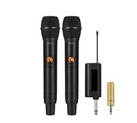 Contrôleur de mixage DJ Wireless Microphone System Dynamic Dual Handheld Mic with Portable Rechargeable Receiver for Karaoke Church Speech pour streaming/podcasting/jeux vidéo, téléphone, ordinateur