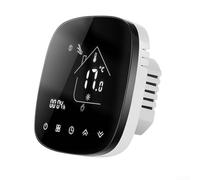 Contrôleur de température connecté WiFi intelligent Télécommande vocale pour Alexa TMALL pour Tuya pour four chauffage au sol Cadre chromé moderne Grand écran rétroéclairé Compatible avec chauffage au