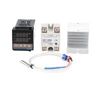 Contrôleur de température PID REX-C100 AC110V-240V avec dissipateur thermique à thermocouple SSR-40DA PT100 Entrée universelle Relais ou sortie SSR(C100-V-AN PT100 SET1)
