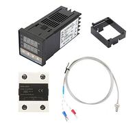Contrôleur de température + relais + thermocouple, kits de contrôleur de température PID numérique CA 110-240V 0-400 + 25A SSR Relais à semi-conducteurs + 1 m Thermocouple type M6 K