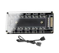 Contrôleur de ventilateur d'ordinateur, dispositif de gestion de la lumière pour châssis de jeu, hub ARGB 10 en 1 avec construction robuste, boîtier PC compact, bande LED et contrôle du ventilateur