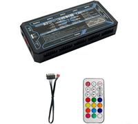 Contrôleur de ventilateur RVB à 10 ports avec télécommande, éclairage ARGB pour 8 ventilateurs + 2 bandes LED, modes automatique/manuel/Mobo, compatible 5 V/12 V, noir, pour PC Gaming Build