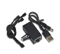 Contrôleur de vitesse de ventilateur de refroidissement réglable USB vers 4 broches Convertisseurs d'alimentation CC 5 V vers 12 V avec répartiteur 2/3 voies