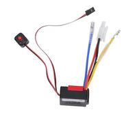 Contrôleur de vitesse électronique à balais 60 A pour batteries LiPo 2 à 3S, contrôleur de vitesse électronique à balais pour voitures RC 1/10, camions de course courte et (Rouge)