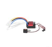 Contrôleur de vitesse électronique ESC brossé 6 12 V compatible avec l'échelle 1/10 pour voitures et bateaux télécommandés avec capuchon programmable (rouge)