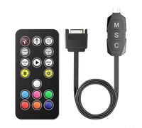 Contrôleur d'éclairage ARGB à 3 broches 5 V avec télécommande 17 touches pour ventilateurs de boîtier PC et bandes LED, plastique noir