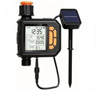 Contrôleur d'irrigation à détection de pluie, minuterie d'eau de jardin à énergie solaire avec 8 pour planificateur d'arrosage de zone, système d'irrigation goutte à goutte automatique, IP54(B)