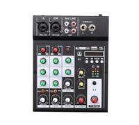 Contrôleur DJ, Mélangeur Au-dio 4 canaux, Console de son, lecture MP3, BT, mélangeur numérique, effet réverbération, EQ 3 bandes, alimentation DC 5V
