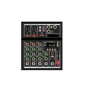 Contrôleur DJ, Mini mixeur numérique professionnel 4 canaux, console DJ avec port USB, mixeur portable for mixage live et chant(Zwart)